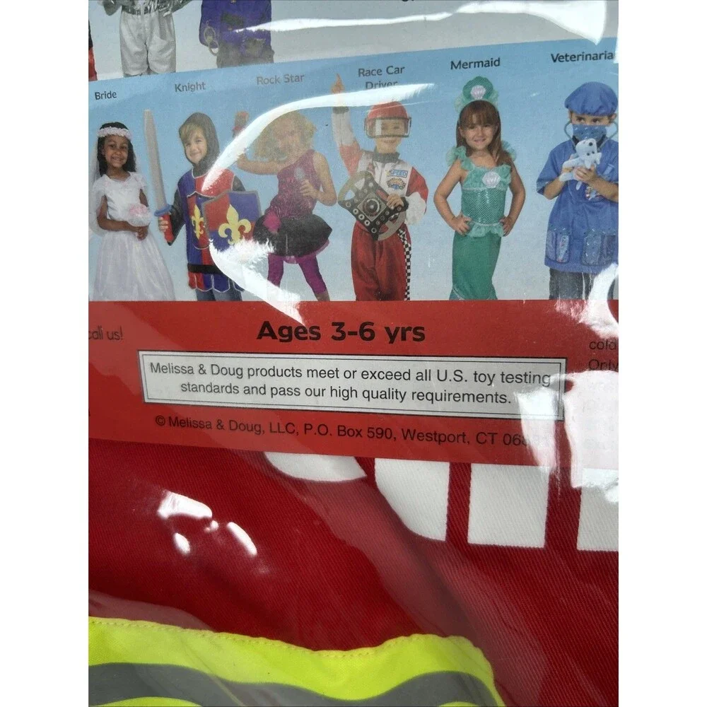 Melissa & Doug Fire Fighter Chief Fireman Costume Extinguisher Bullhorn Working